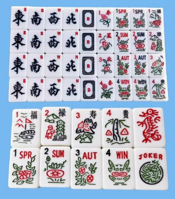 American Mahjong Set 166 Premium White Tiles, 4 All-in-One Rack/Pushers, Classic Full Size Complete Mahjongg Set