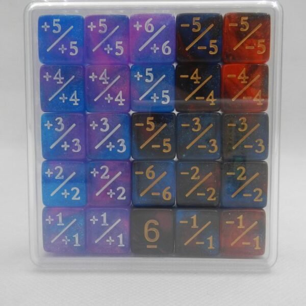 Foxbone 24 Pcs Magic Life Counter Dice -1/+1 Counters Commander Buff Tokens 6 Sided Dice Loyalty Life Gifts Compatible with MTG CCG TCG Cards Gaming Accessory (Artsy Style) - Image 5