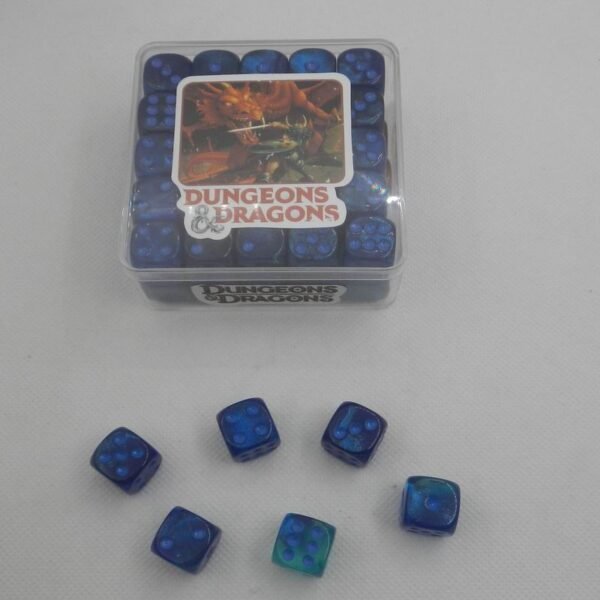 Foxbone Dice Set – 16mm Gemini: Blue/Light Blue Luminary Dice Block – Dungeons and Dragons D&D DND TTRPG Dice – Includes 50 Dice – D6