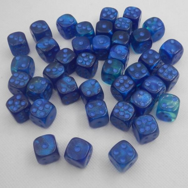 Foxbone Dice Set – 16mm Gemini: Blue/Light Blue Luminary Dice Block – Dungeons and Dragons D&D DND TTRPG Dice – Includes 50 Dice – D6 - Image 3