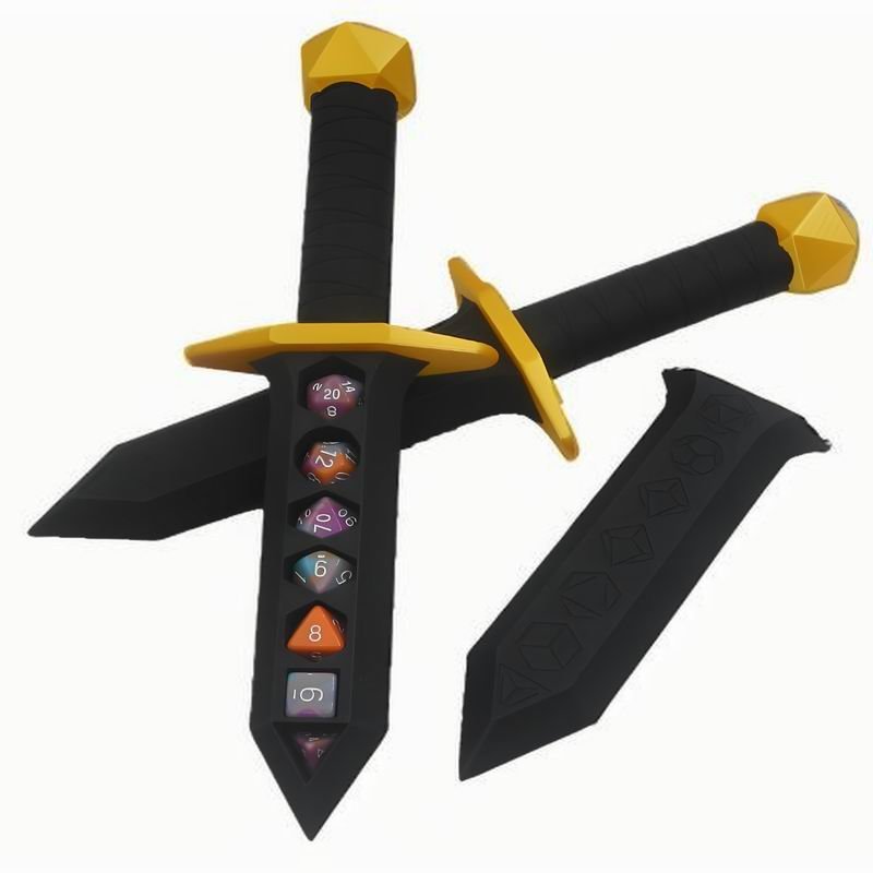Four-color DND storage dice Dungeons & Dragons game FIGHTER Set D4 D6 D8 D10 D12 D20 DICE Sword Dagger Dice Holder - Image 7