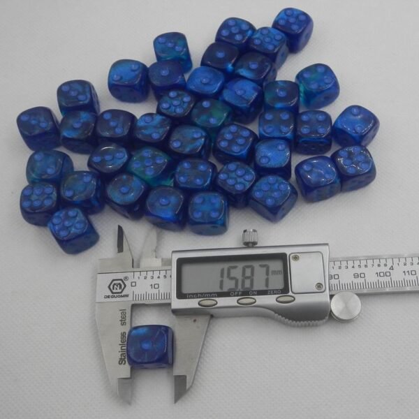 Foxbone Dice Set – 16mm Gemini: Blue/Light Blue Luminary Dice Block – Dungeons and Dragons D&D DND TTRPG Dice – Includes 50 Dice – D6 - Image 4